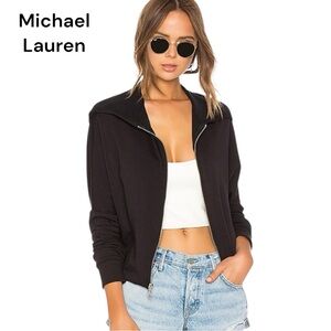 NWT Michael Lauren Black Striped Long Sleeve Hoodie